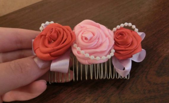 Украшение для волос из атласных лент своими руками